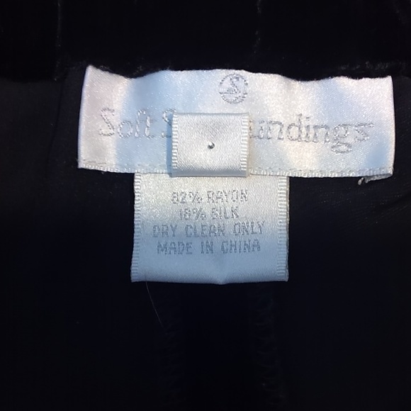 Soft Surrounding's Woman's Aria Silk Blend Velvet Wide Leg Pants Black Size L - Picture 7 of 7